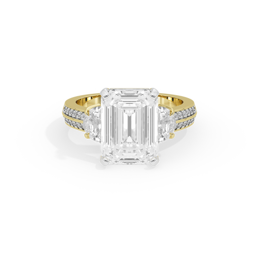 Emerald-Cut Trilogy Diamond Ring